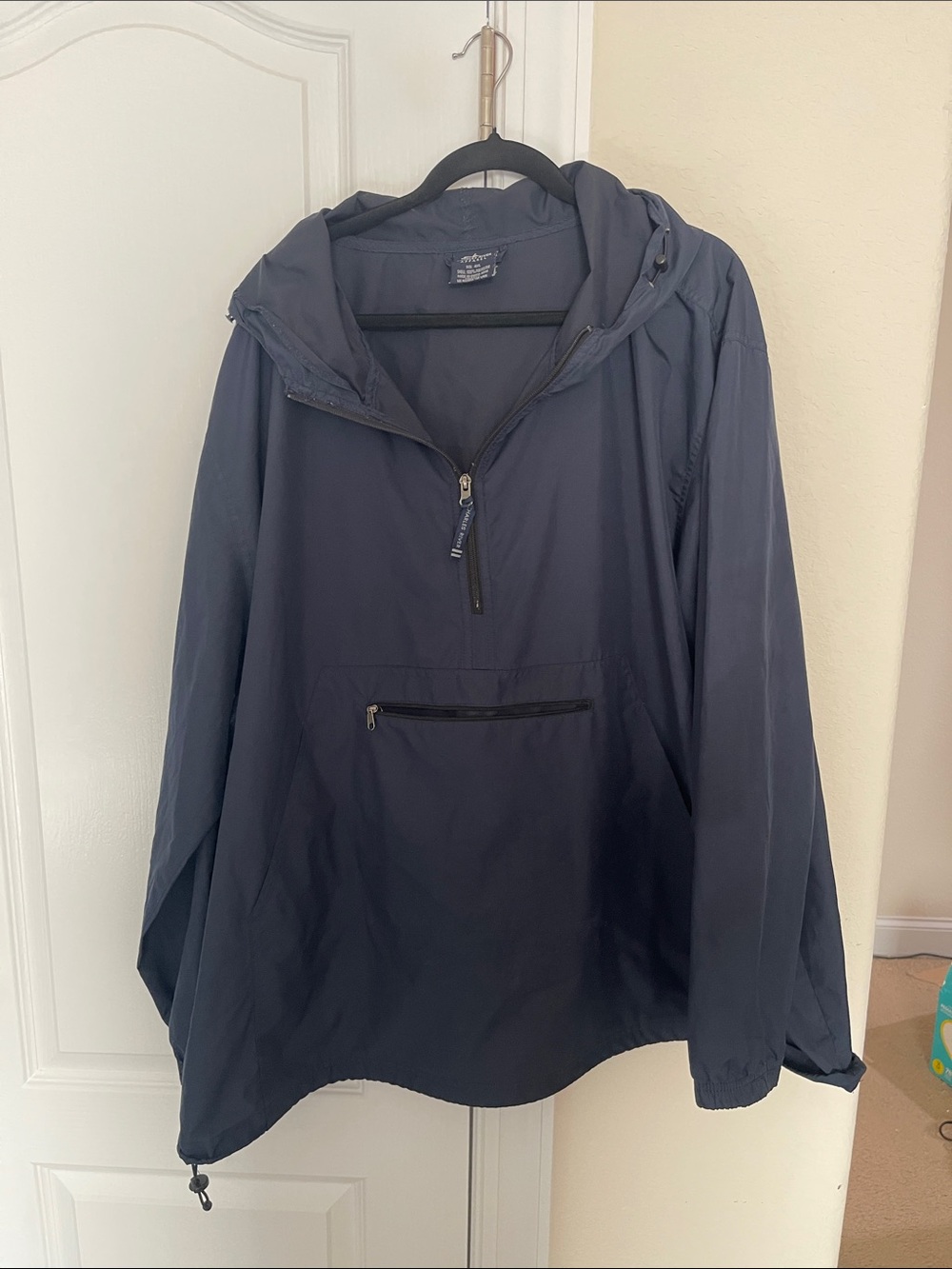 Men's Navy Hooded Windbreaker Pullover by Charles River Apparel Size 4X Like Nee